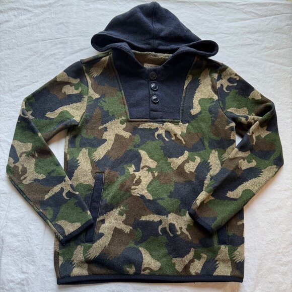 Camouflage Hooded Pullover Sweater Size 10 Crewcuts Everyday Polyester Material - Picture 2 of 7